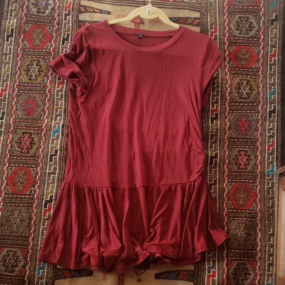NWOT j crew gathered maroon top - Picture 2 of 6